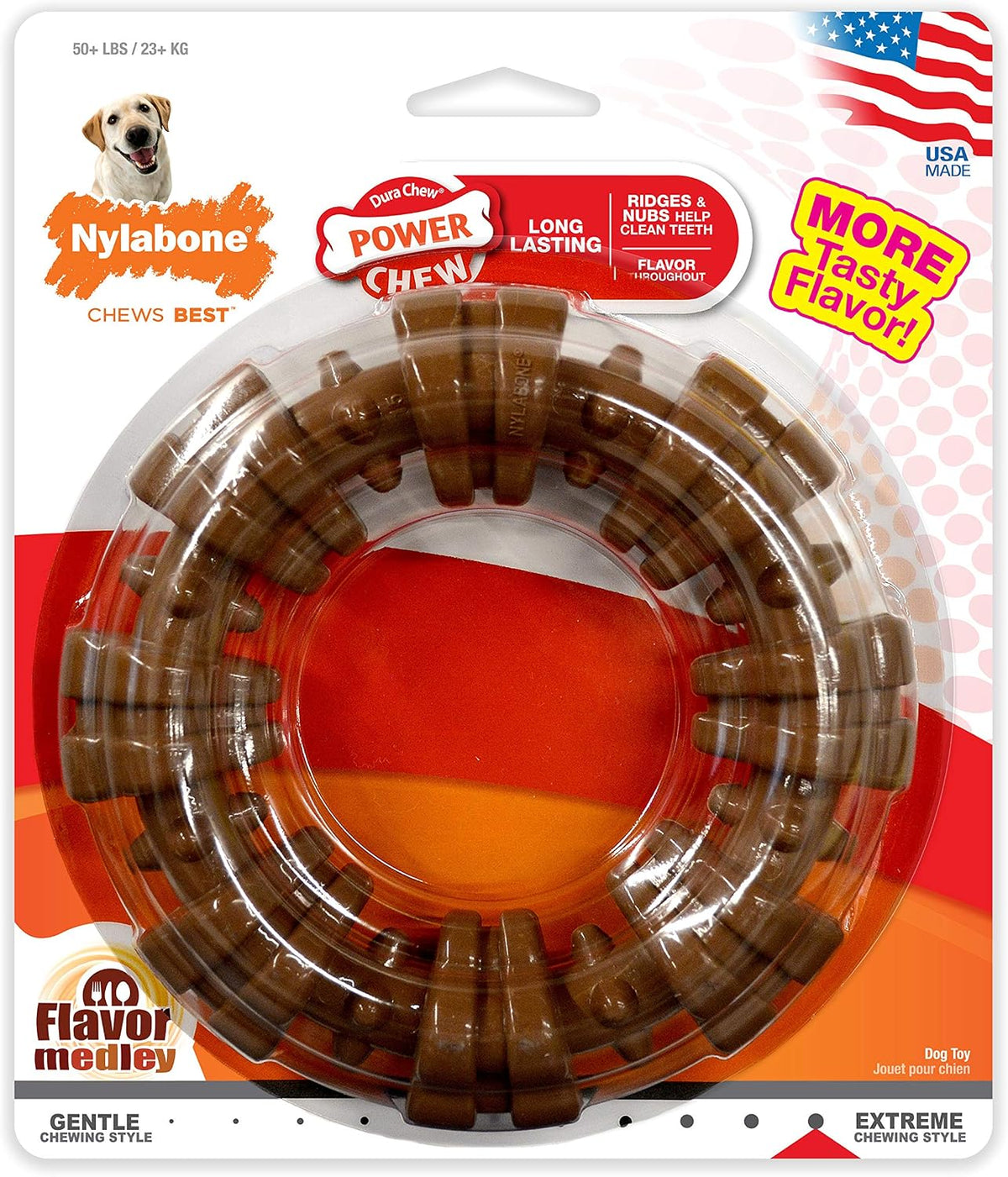 Nylabone - Anillo texturizado para masticar, juguete para perros gr...
