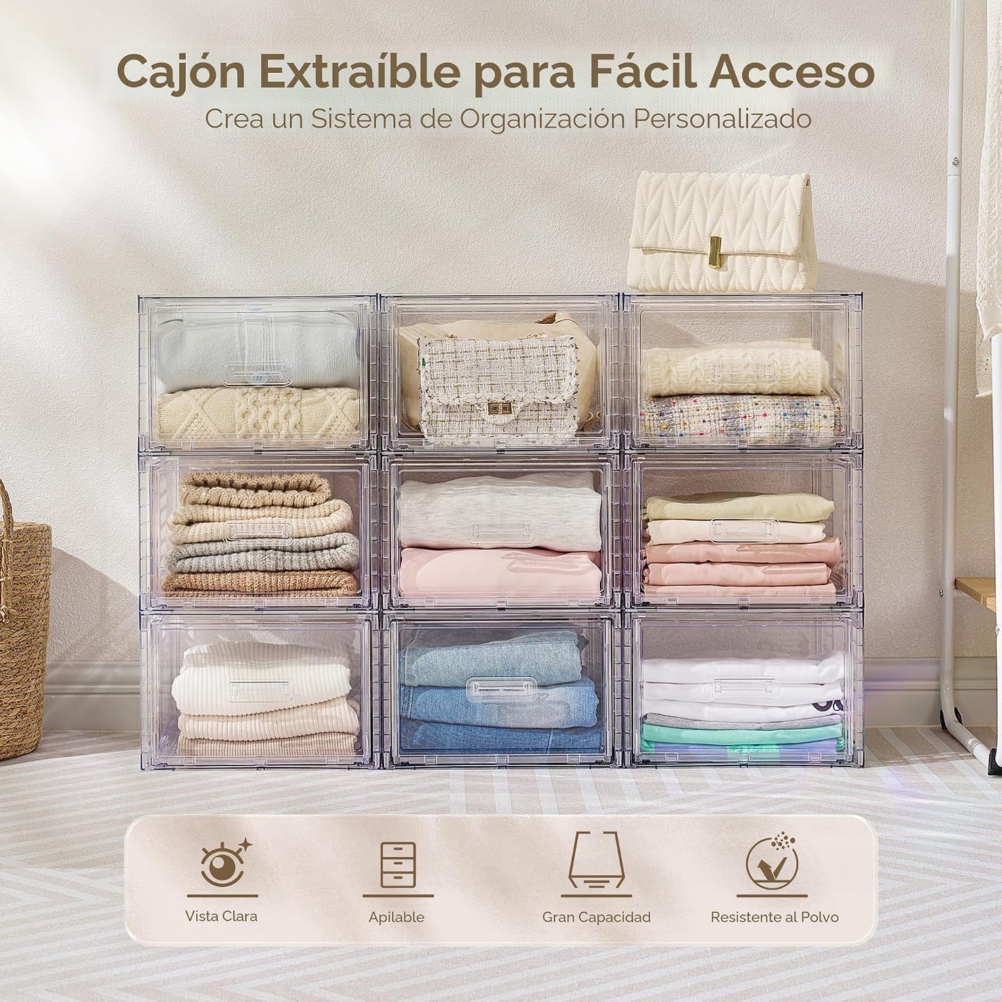 Vtopmart - Paquete de 4 unidades de cajones de almacenamiento apila...