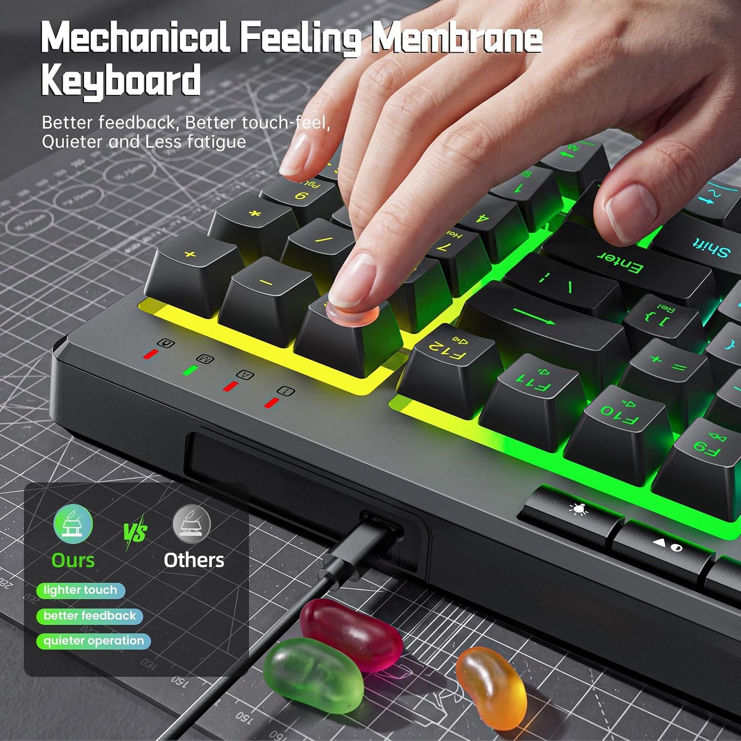 Redragon K517 Pro Teclado para juegos con cable, retroiluminación R...
