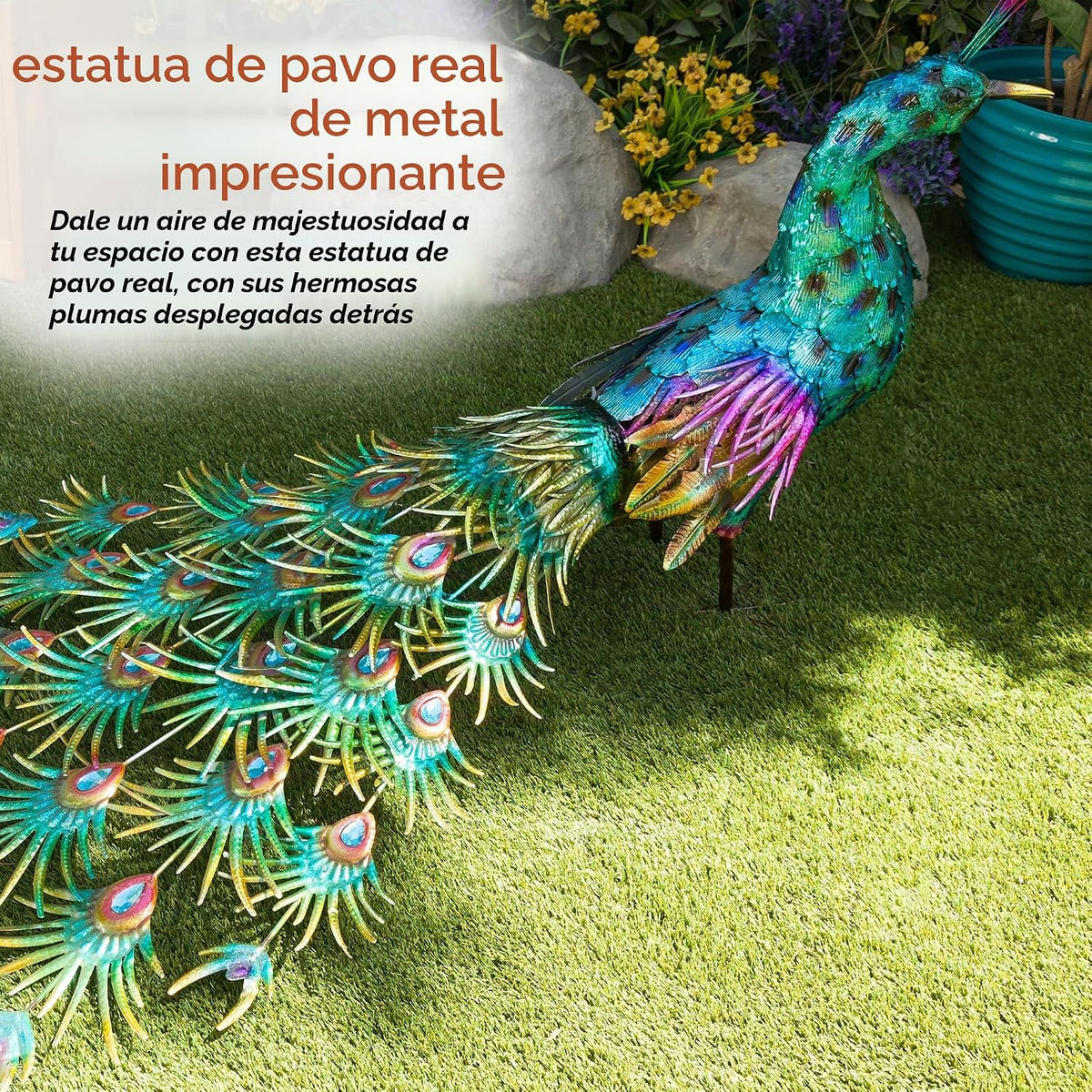 Alpine Corporation HEH378 - Decoración majestuosa de pavo real de m...