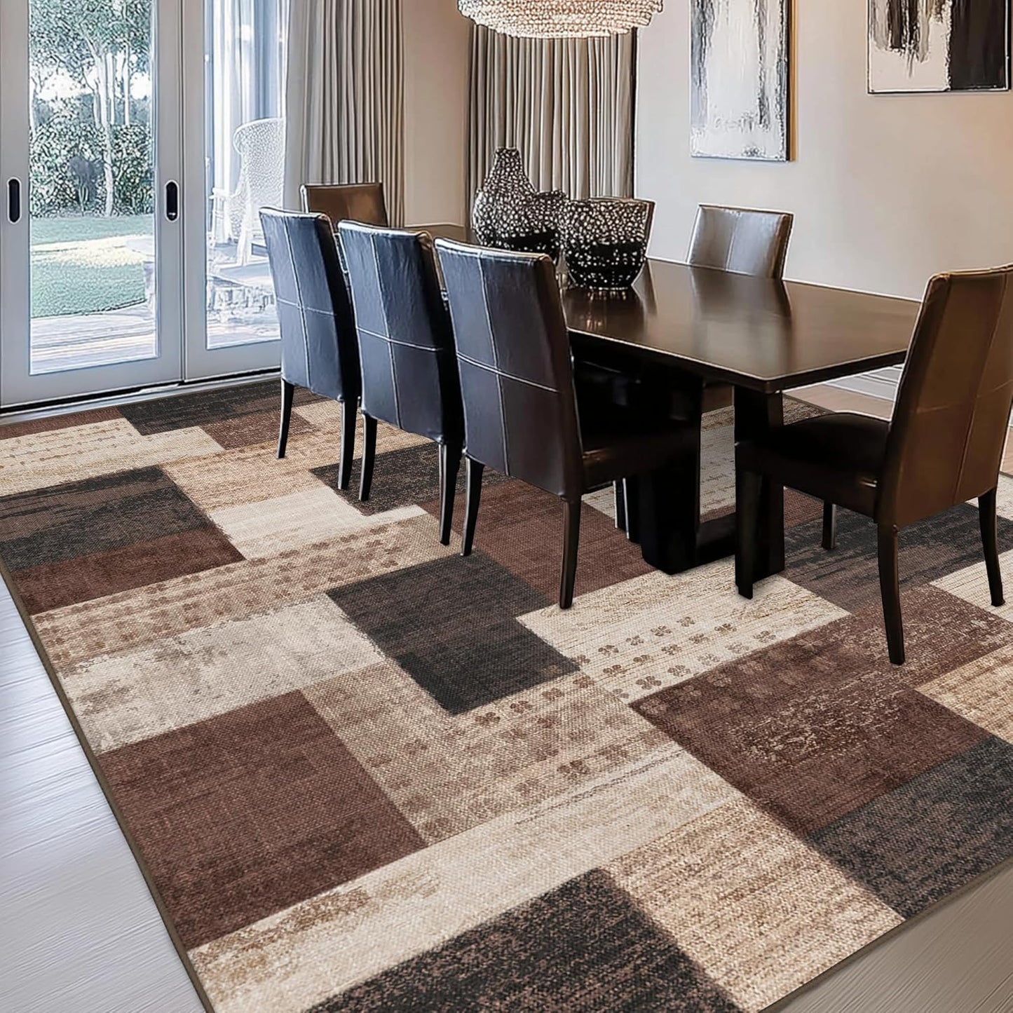 QDUIDU Alfombra moderna de retazos geométricos para interiores para...