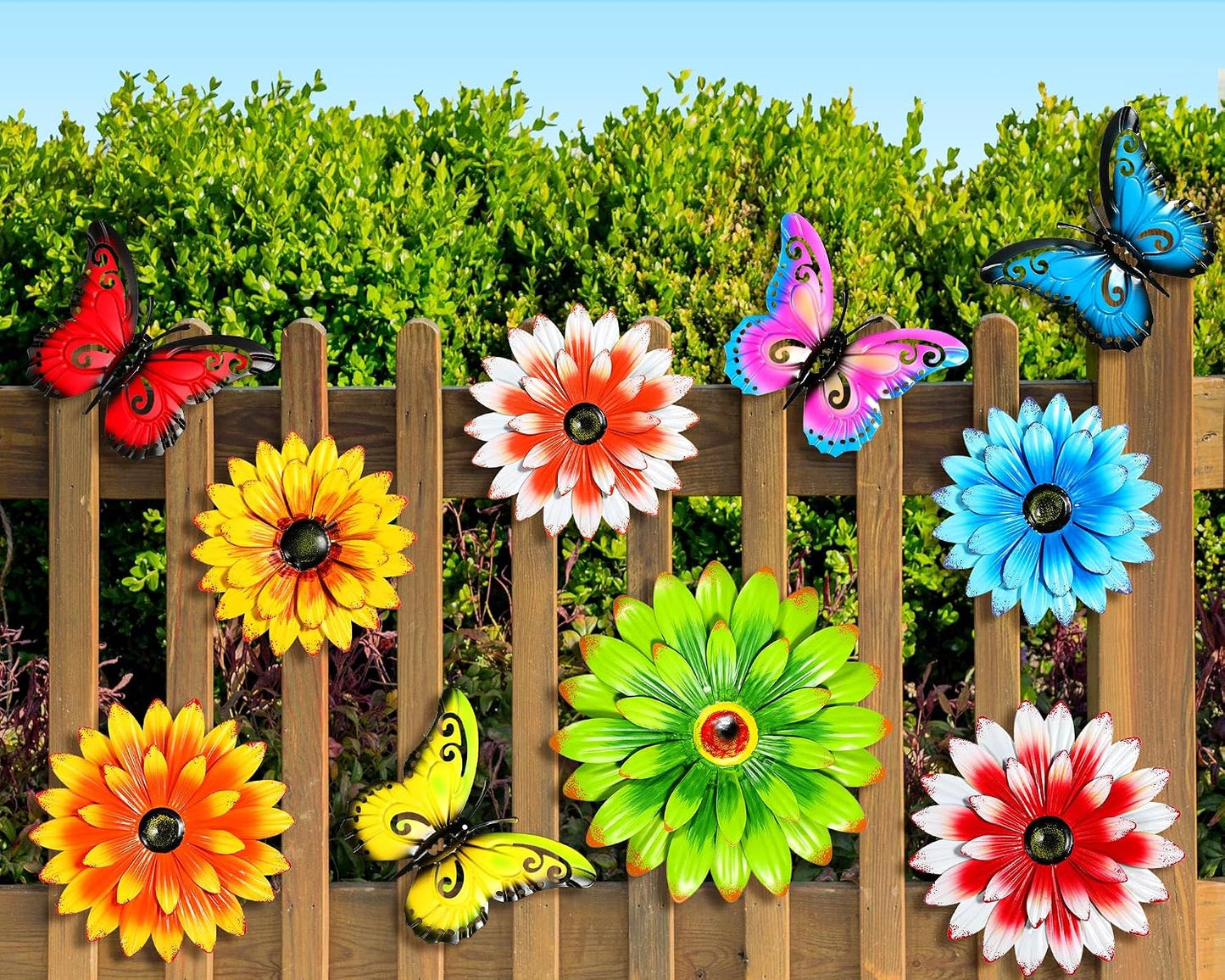 Gisafai Paquete de 10 decoraciones de pared de metal con flores par...