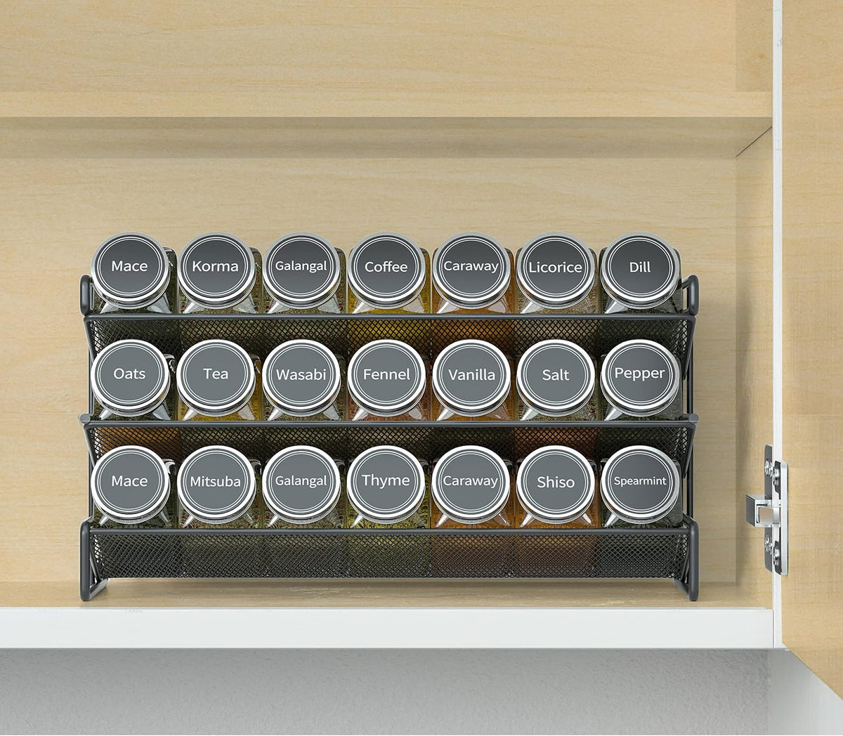 Organizador de estante de especias SpaceAid con 21 tarros de especi...