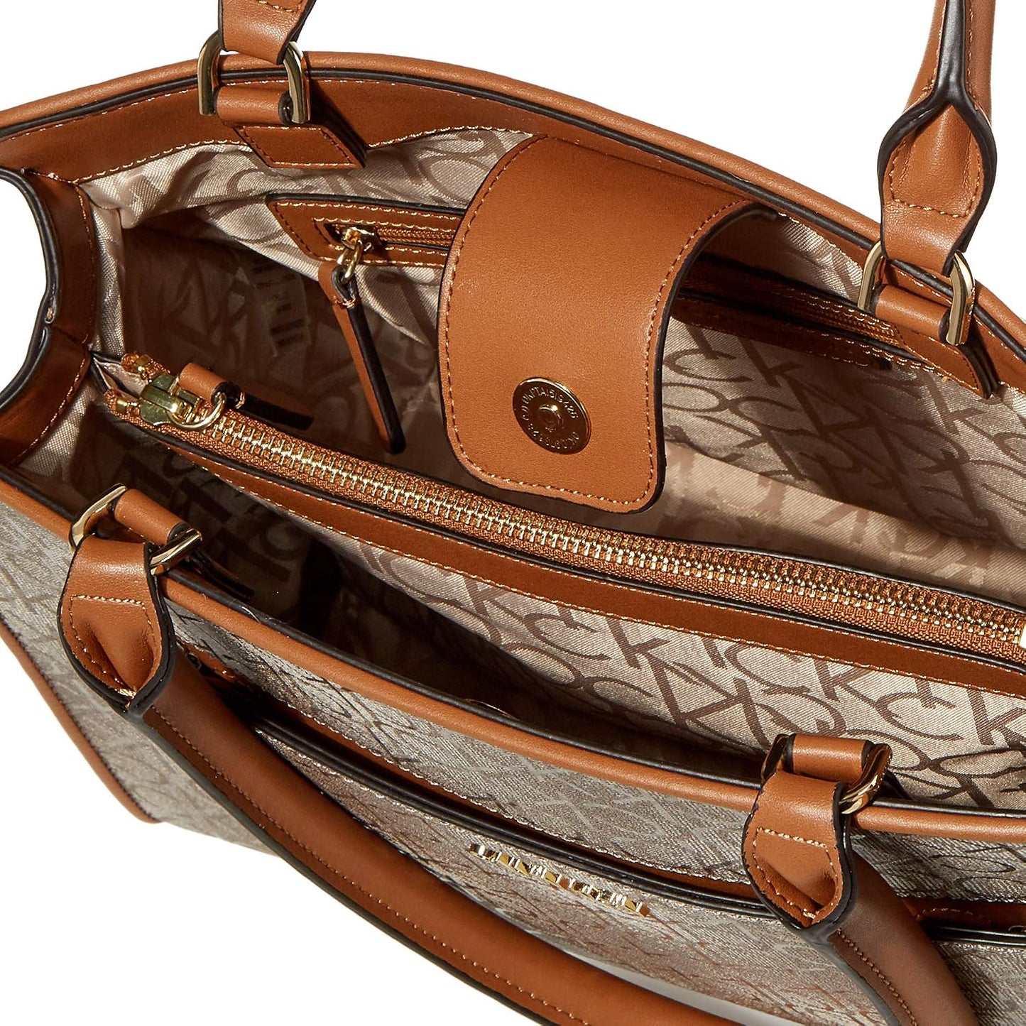 Calvin Klein - Bolso de mano con logotipo de Margot texturizado par...