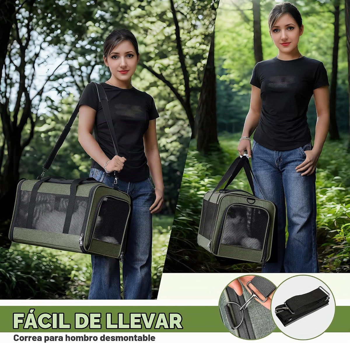 GAPZER Bolsa de transporte mediana para gatos, ligera, de lados sua...