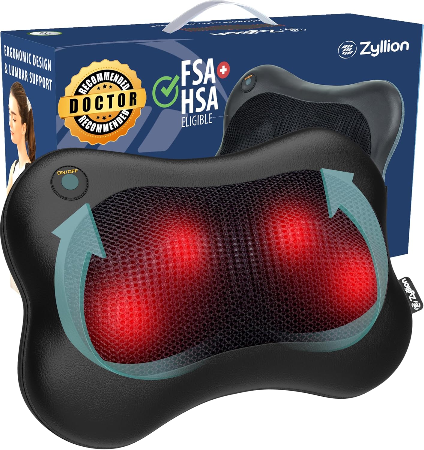 Zyllion ZMA-13RB Masajeador de espalda y cuello con calor para aliv...