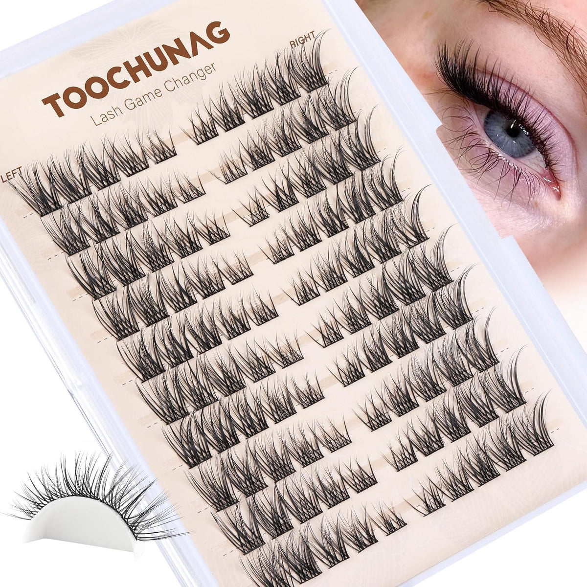 Extensiones de pestañas TOOCHUANG, racimos de pestañas naturales de...