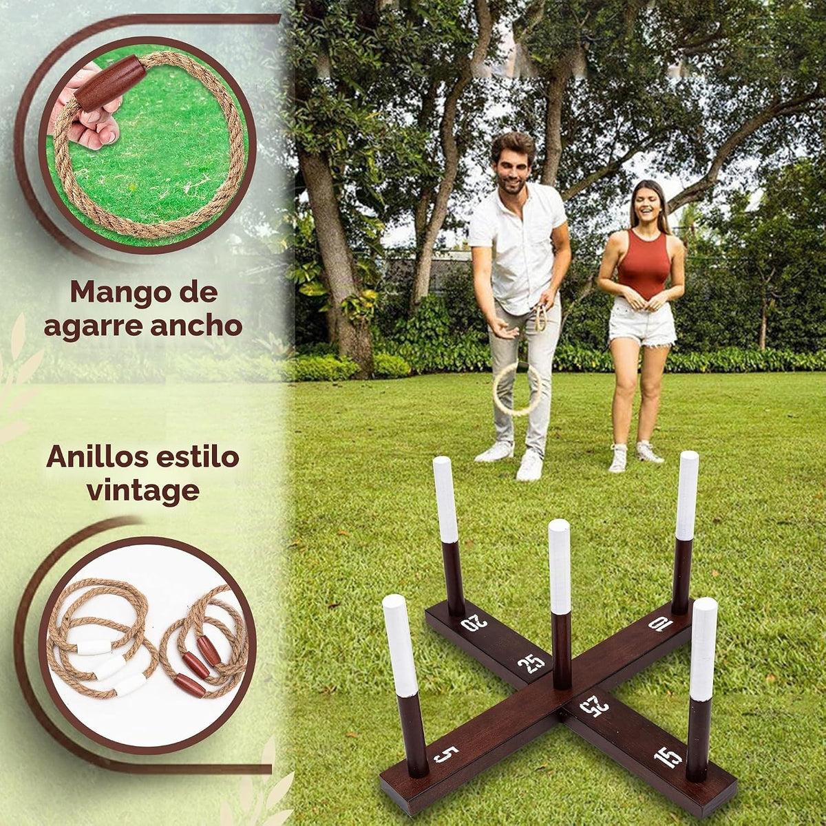 Juego de lanzamiento de anillos CircleCraft, incl. 6 anillos de cue...