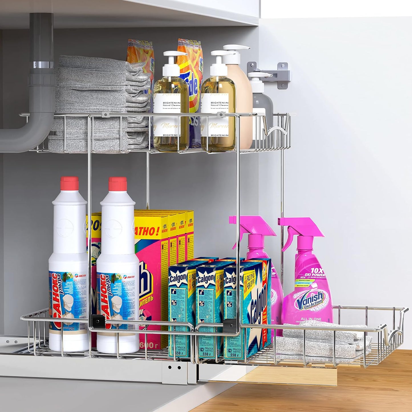 Simple Houseware Estante deslizante extraíble de 2 niveles (L+L) pa...
