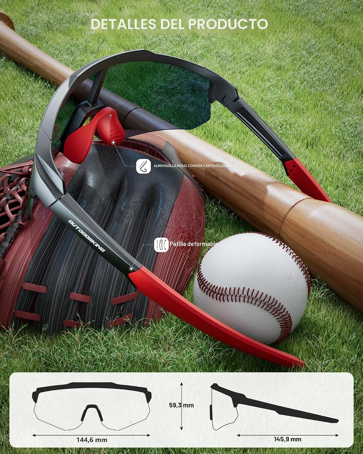 OUKEMAX Lentes de sol deportivos polarizados para hombres y mujeres...