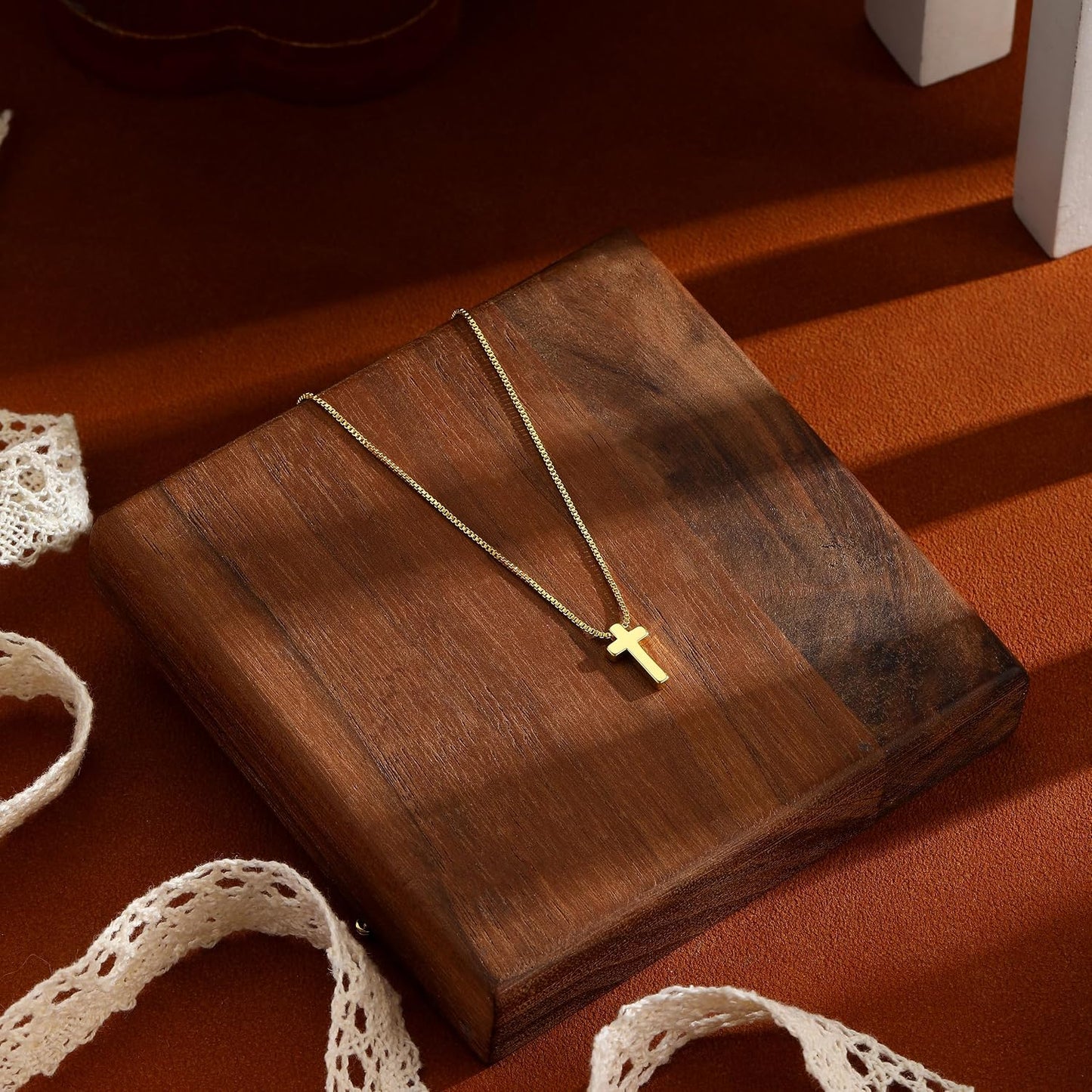 JIKASI Collar de cruz para mujer, chapado en oro o plata de 14 quil...