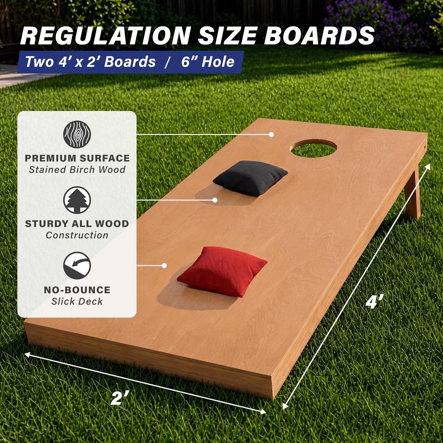 GoSports Juego de tablas de cornhole de madera de tamaño reglamenta...