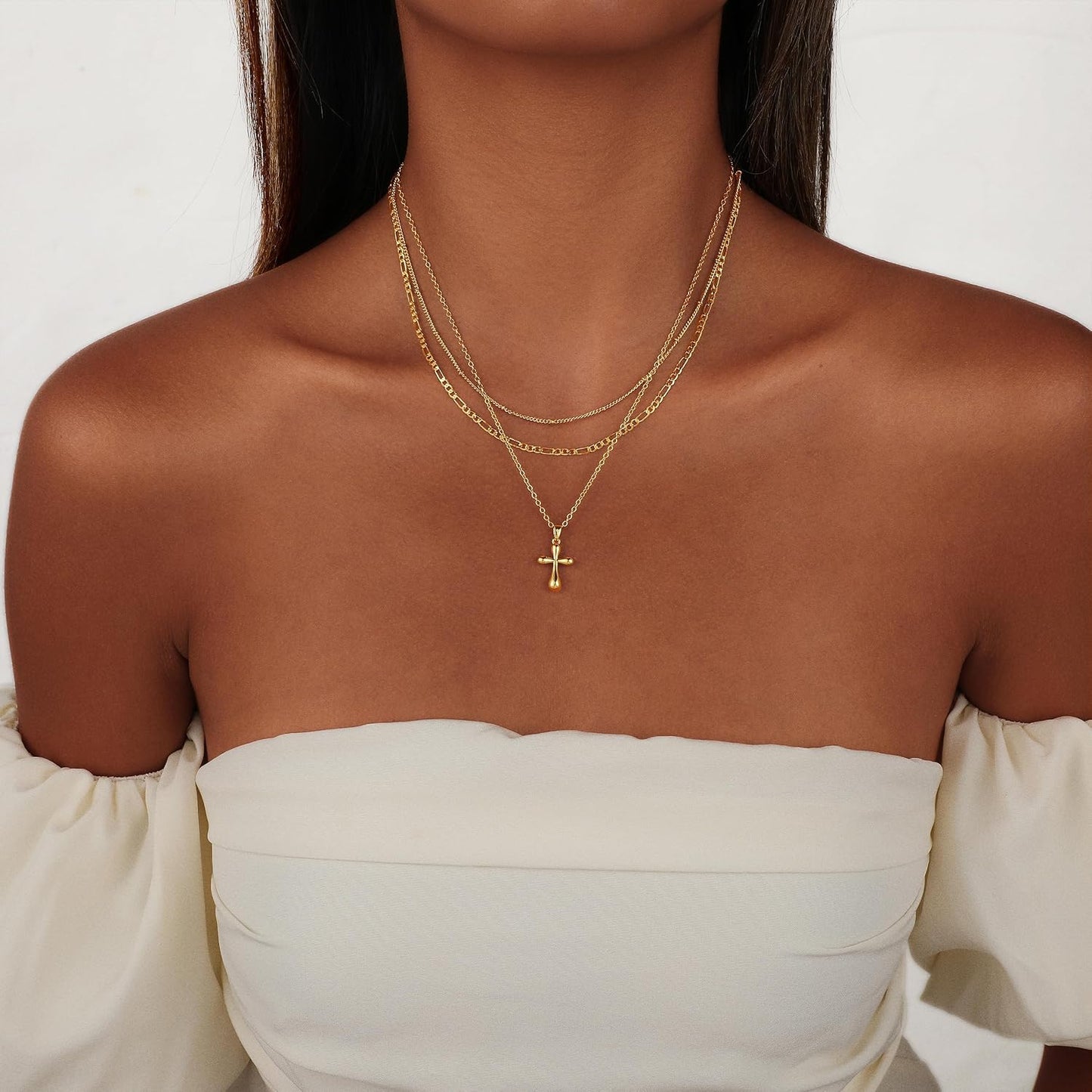 CAROVO Collar en capas de oro\/plata para mujer, chapado en oro\/pl...