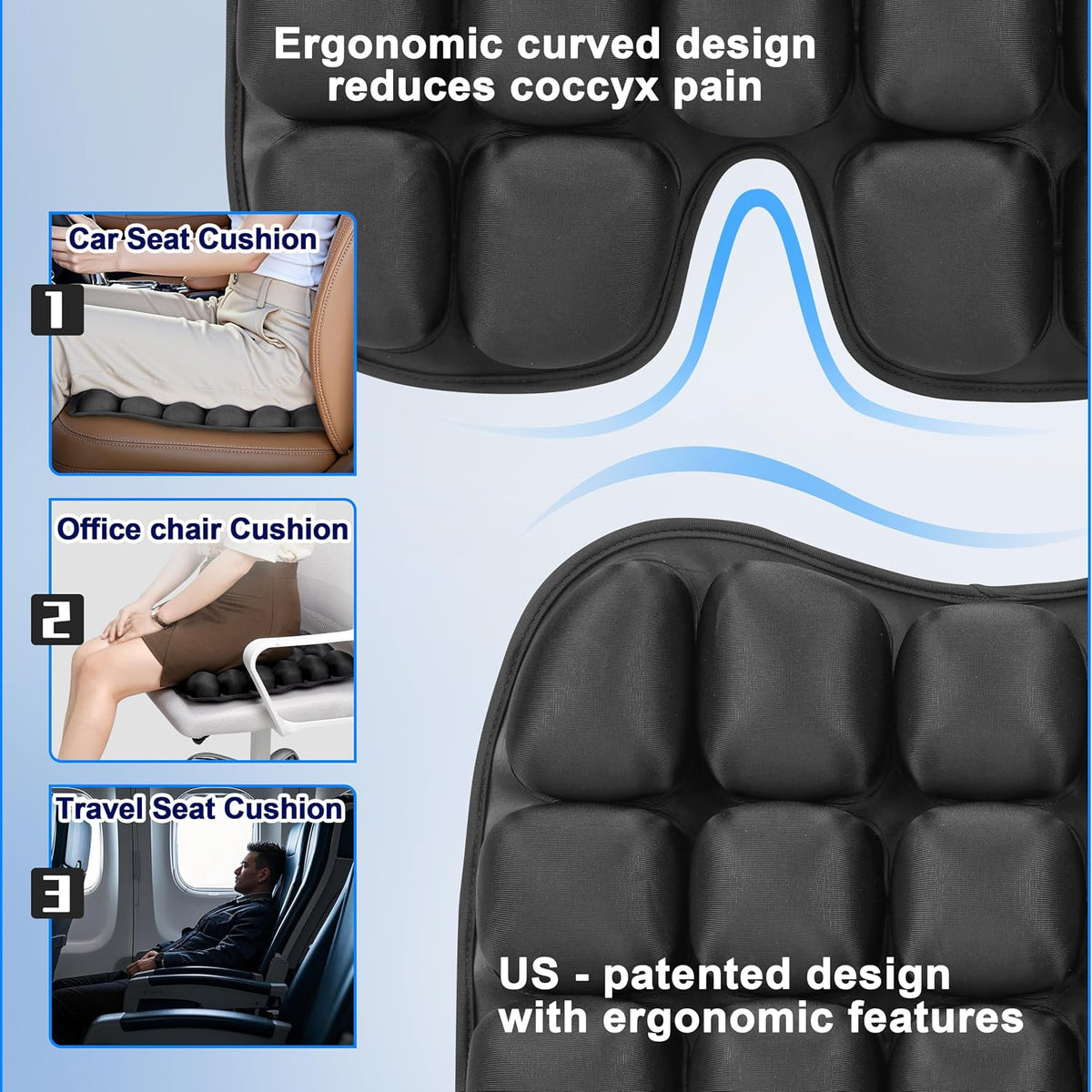 Cojín de asiento de viaje mejorado para avión, cojín de asiento de...