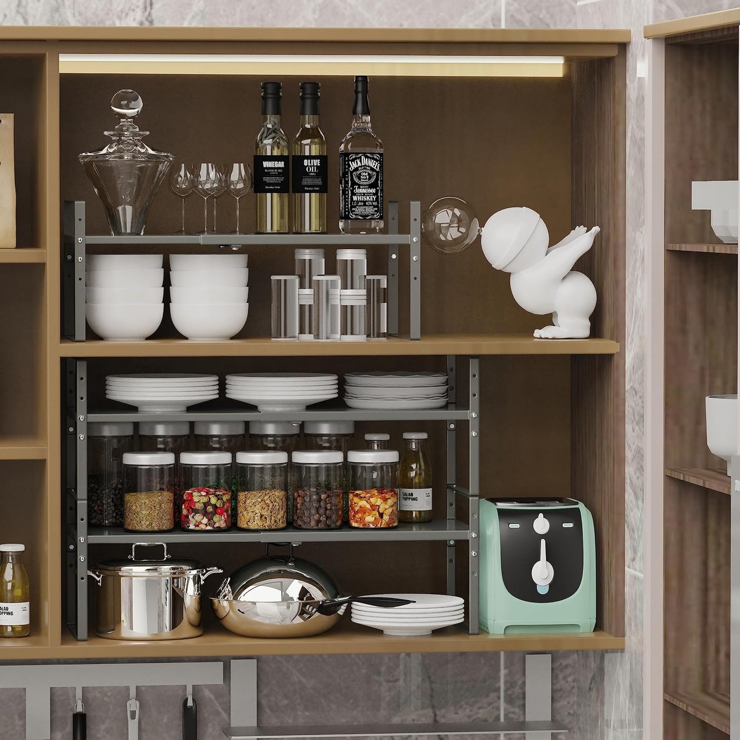 Jojocross Estante organizador de especias apilable expandible en ga...