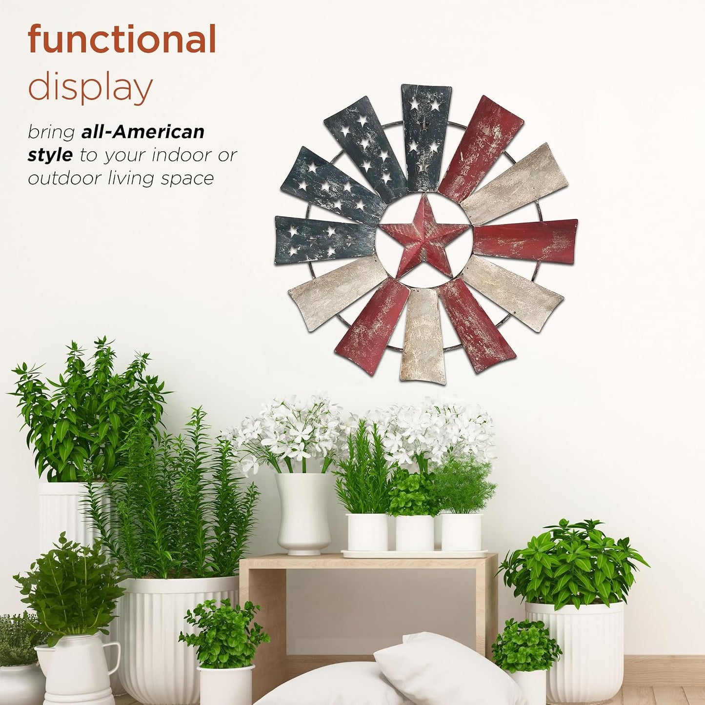 Alpine Corporation Arte Decorativo de Pared de Molino de Viento Pat...