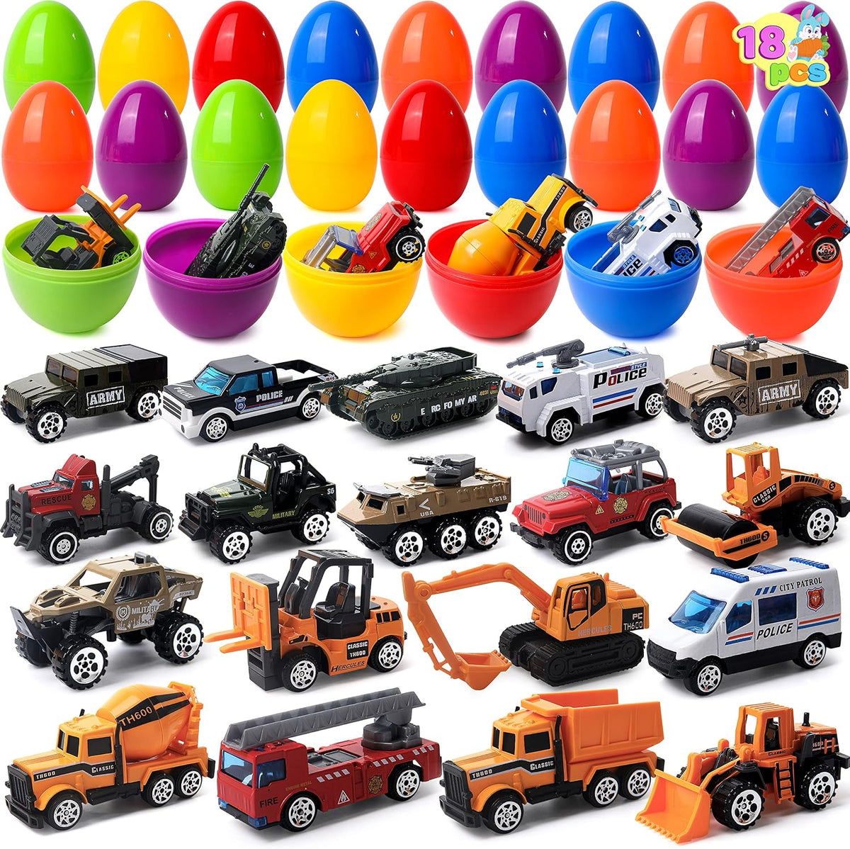 JOYIN Huevos de Pascua gigantes rellenos de vehículos fundidos a pr...