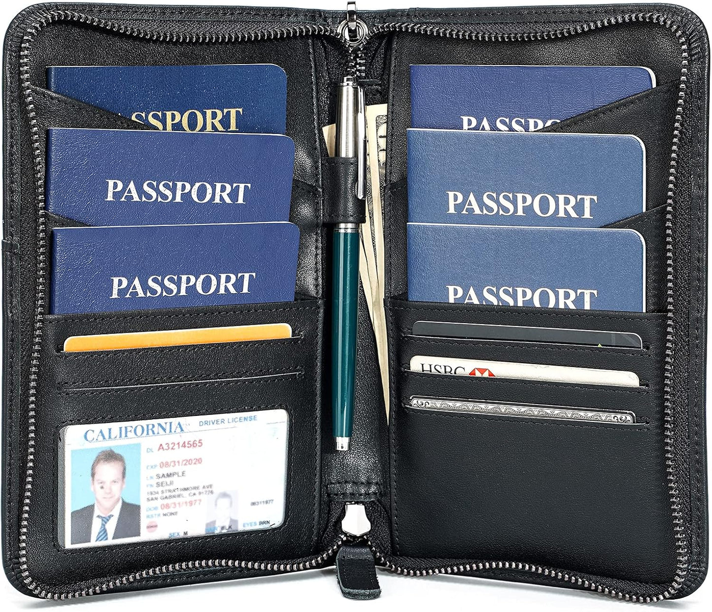 Polare - Funda para pasaporte de cuero de grano completo para hombr...