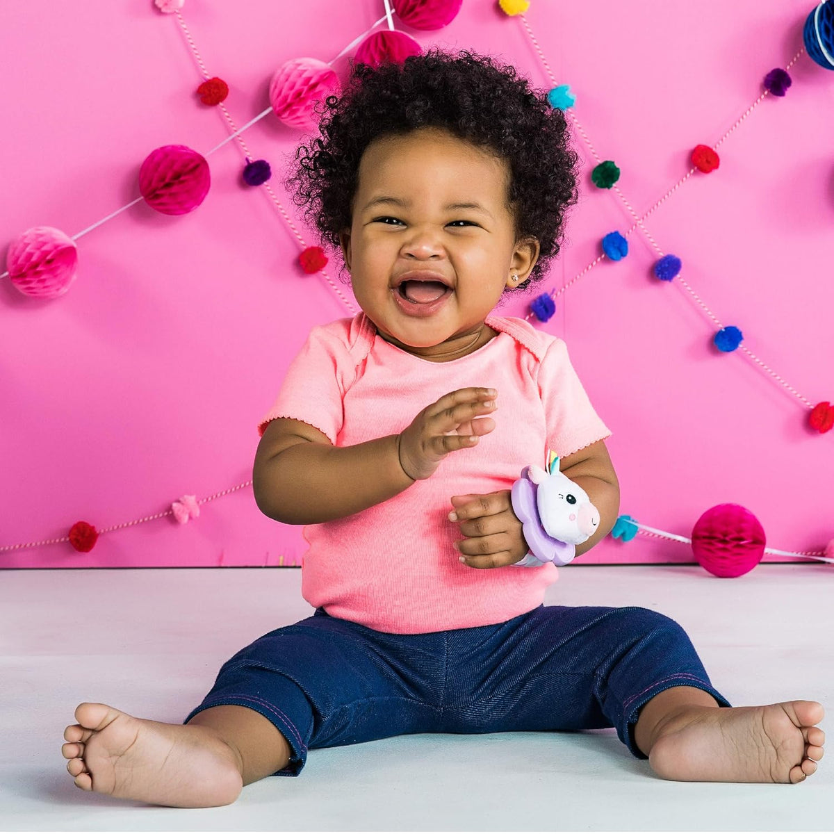 Bright Starts Rattle &amp; Teethe Wrist Pals juguete, unicornio y l...
