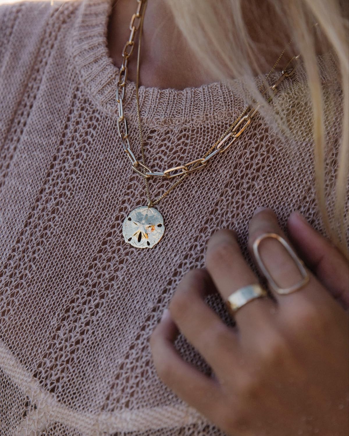 Collar de dólar de arena para mujer, impermeable, no se deslustra,...