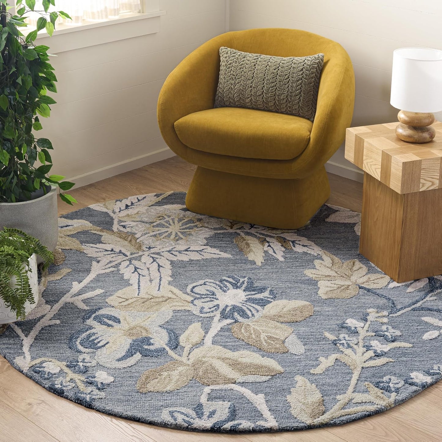 SAFAVIEH Jardin Collection - Alfombra redonda de 6 pies, color azul...