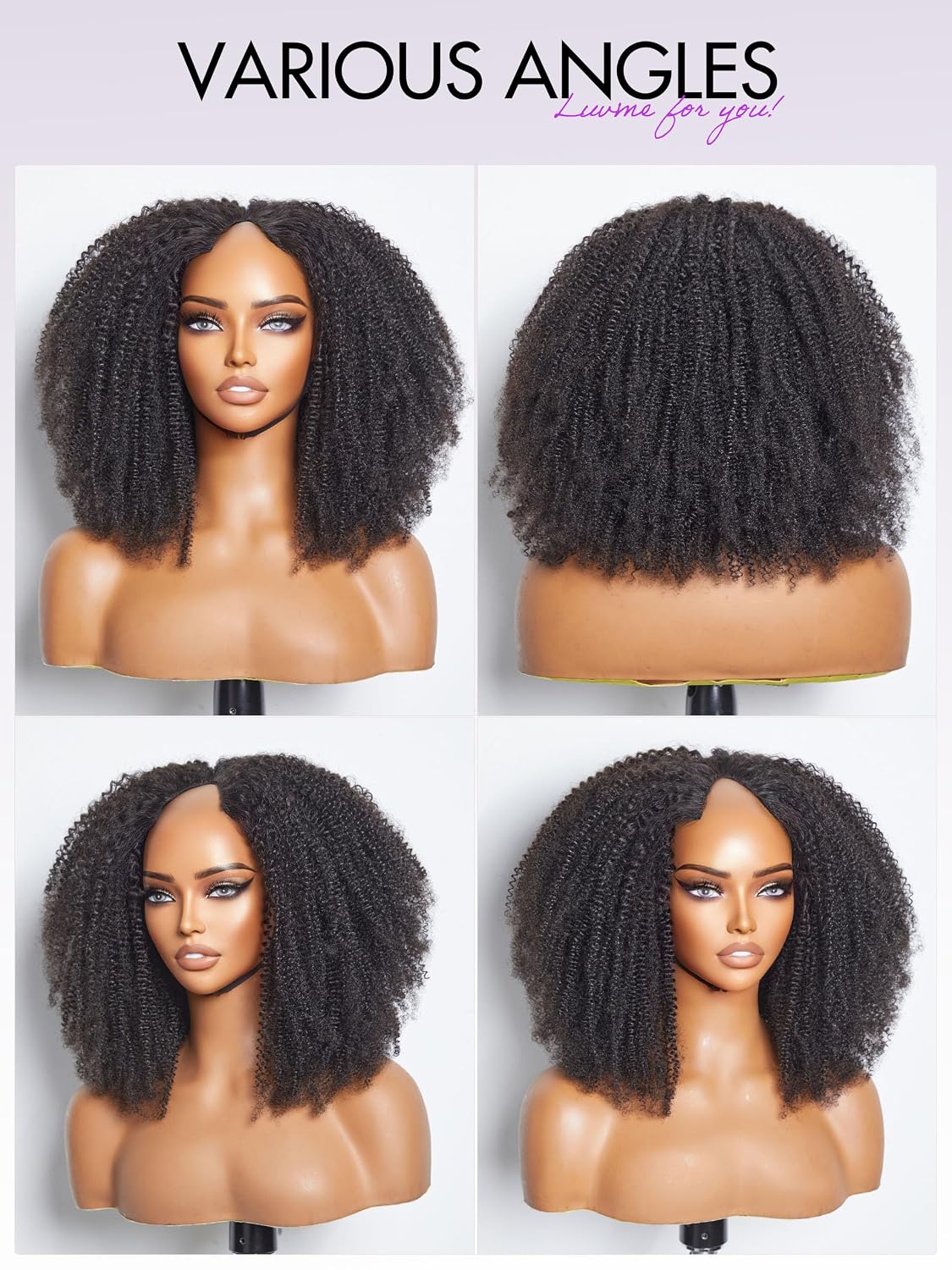 LUVME - Pelucas de cabello humano brasileño rizado Jerry de 20 pulg...