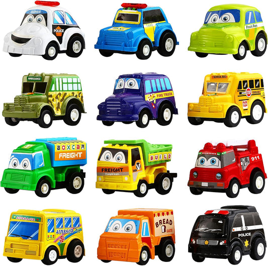 Funcorn Toys Juego de 12 mini vehículos de plástico surtido, juguet...