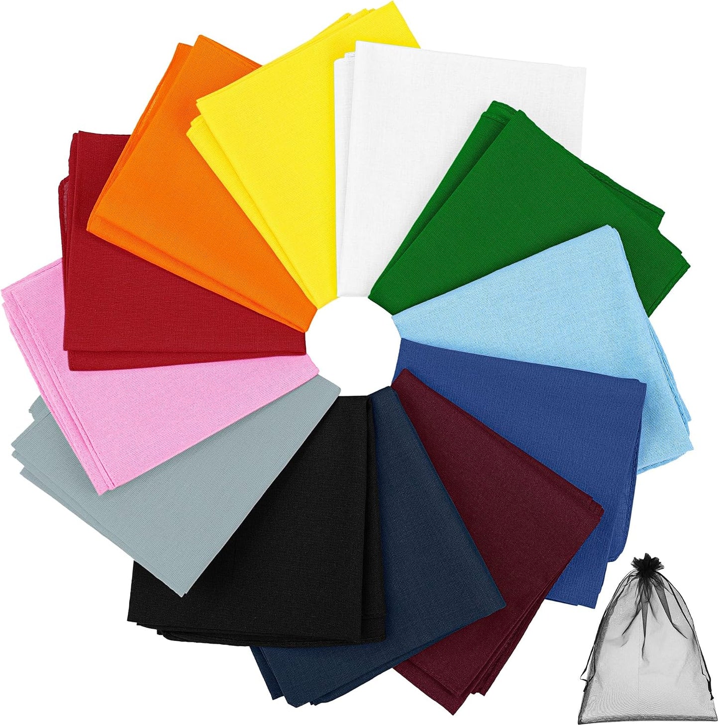 URATOT 12 pañuelos de algodón multifunción, 12 colores surtidos