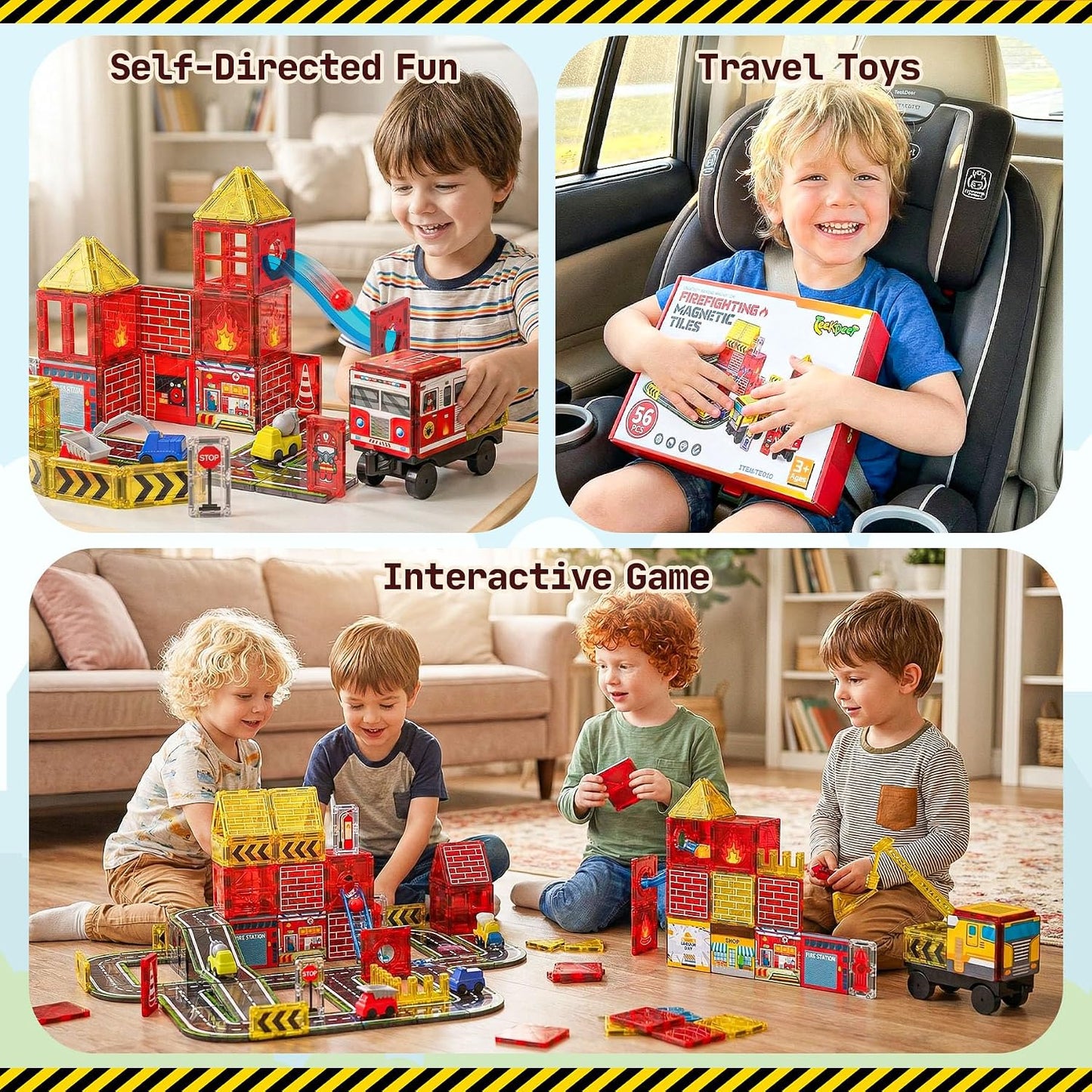 Teekdeer Azulejos magnéticos para niños de 4 a 8 años, bloques magn...