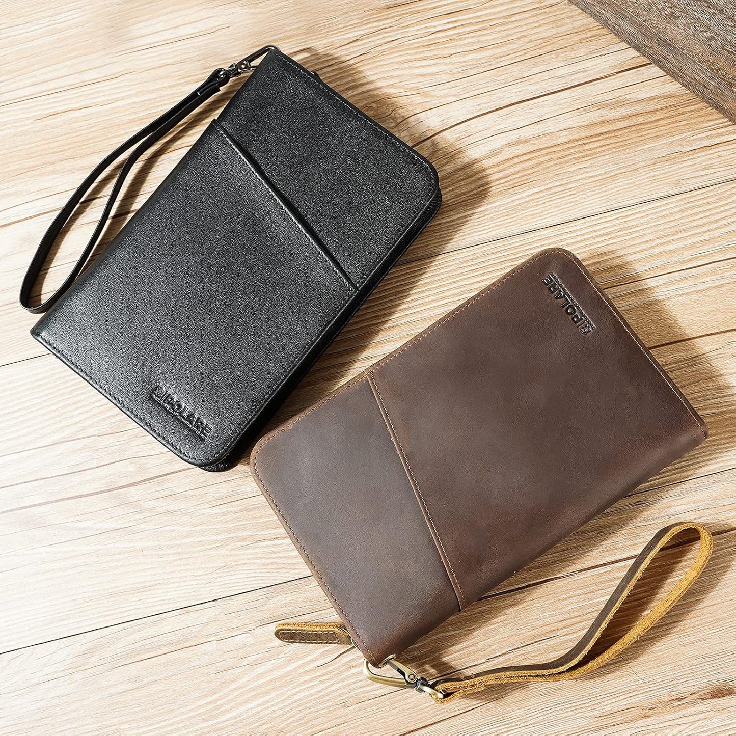Polare - Funda de piel de grano completo para pasaporte, para hombr...