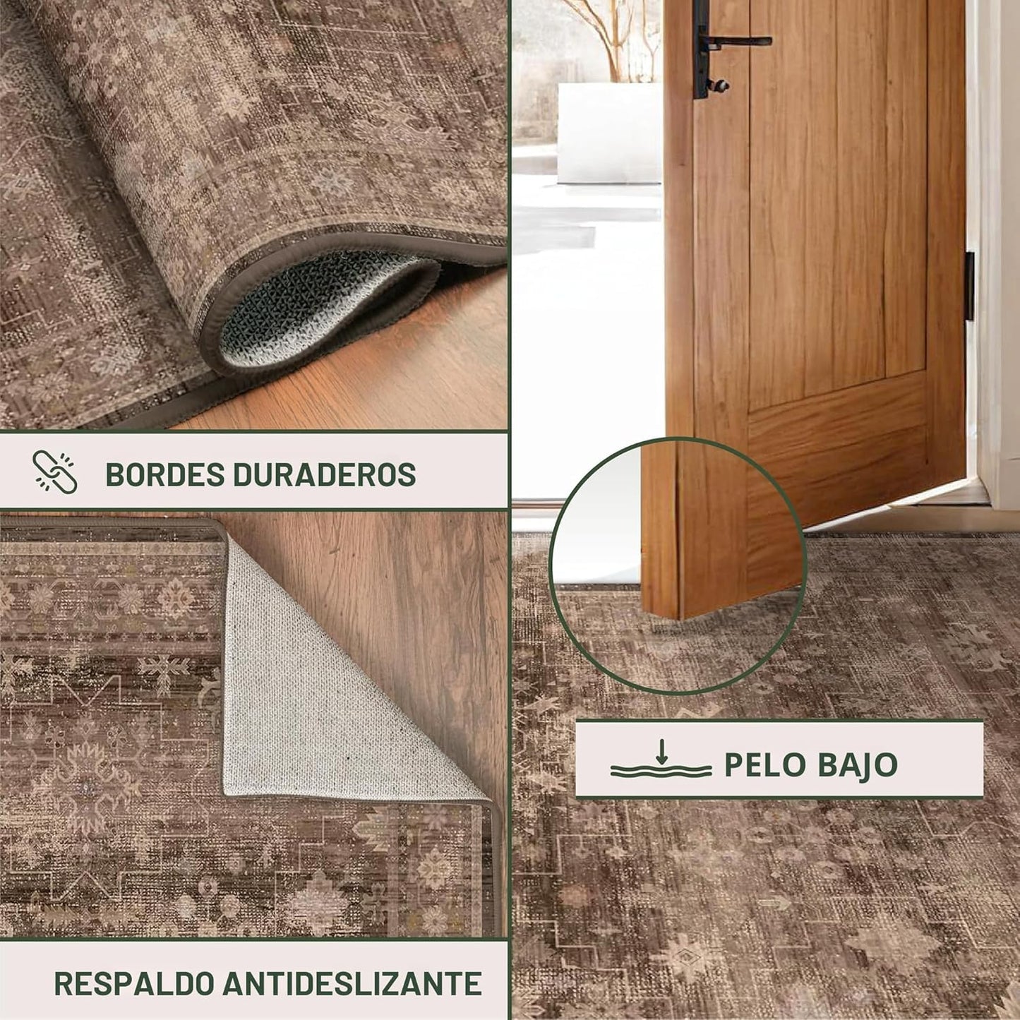 Hazo Haus - Alfombra Boho Marrón Taupe para Sala de estar de 2,44 x...