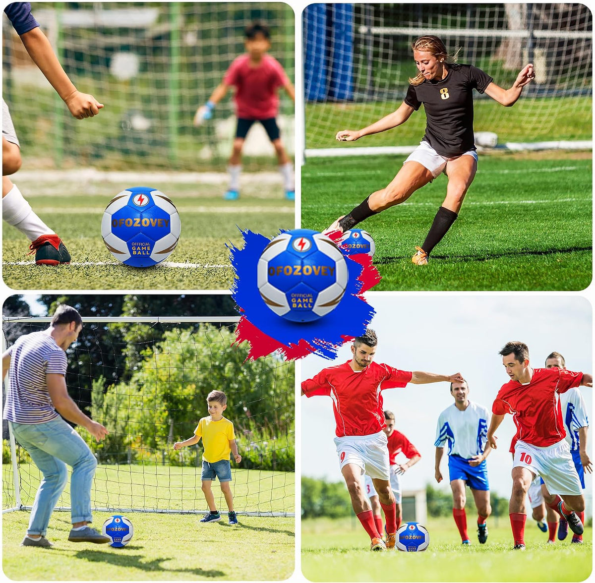 OFOZOVEY Balón de fútbol tamaño 3, 4, 5, paquete de dos, fútbol clá...