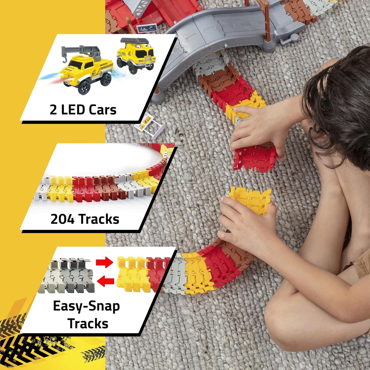 USA Toyz - Juego de construcción Snap Trax con pistas de carreras p...