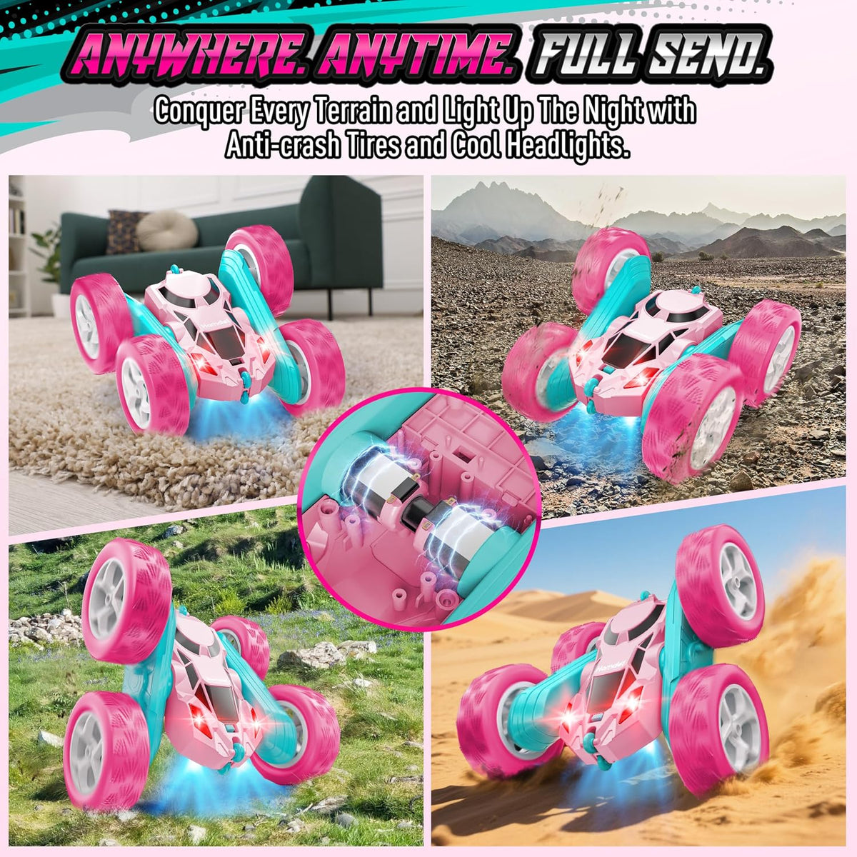Hamdol Auto RC rosa para niñas de 6 años en adelante, vehículo de c...