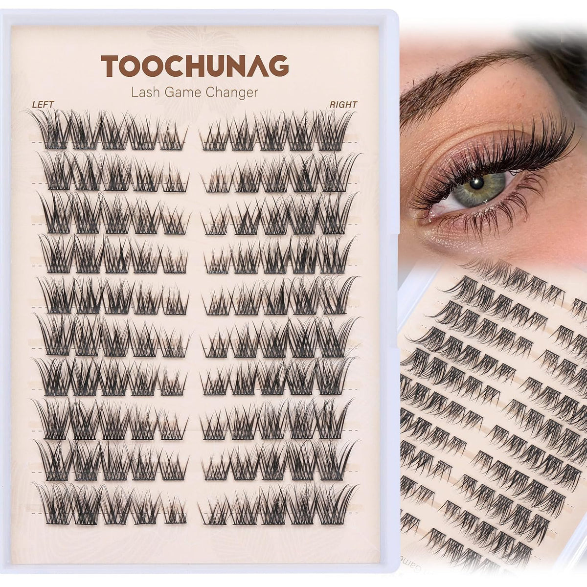 Extensiones de pestañas TOOCHUANG, racimos de pestañas naturales de...