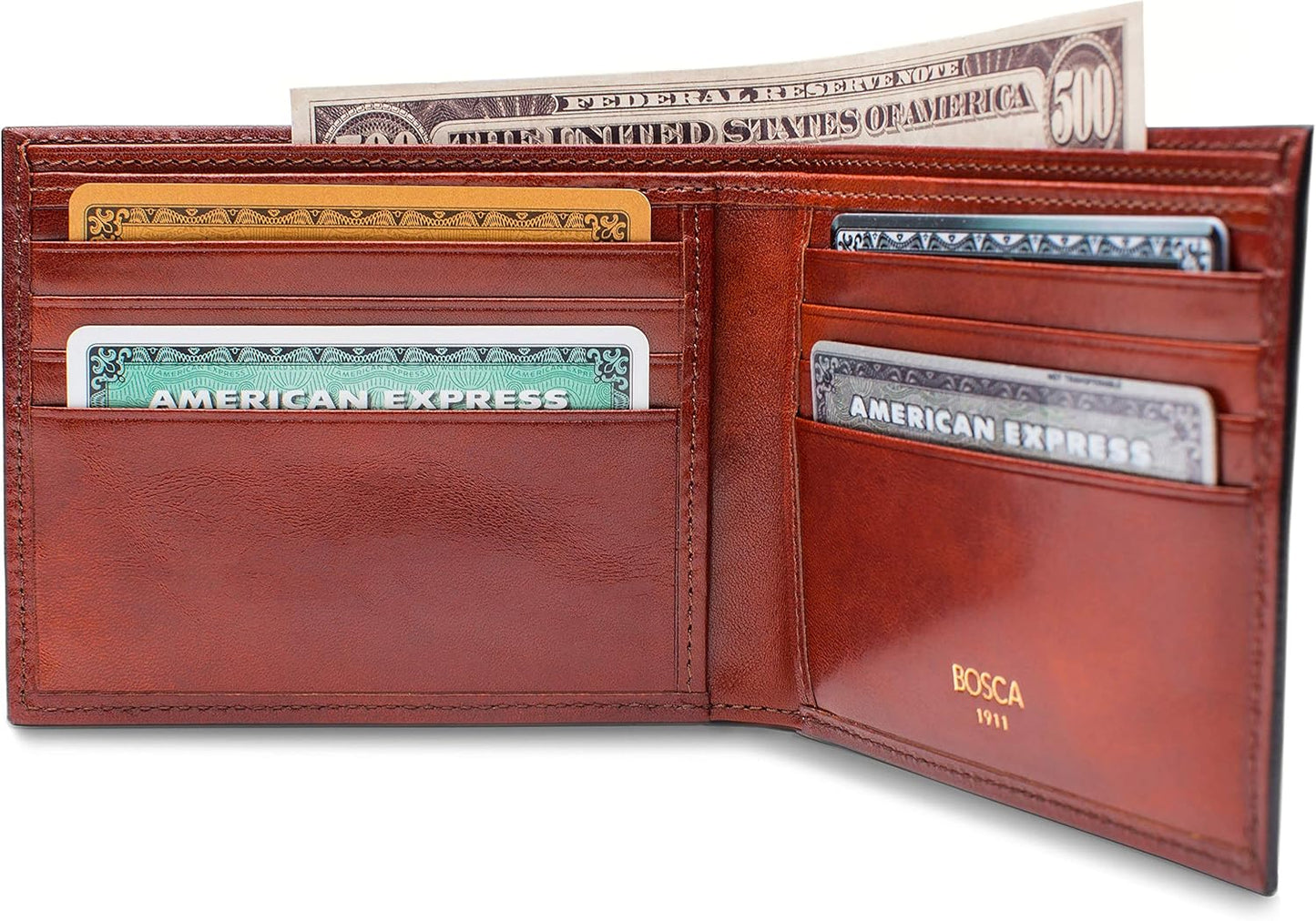 Bosca Italo Cartera para hombre de 8 bolsillos en cuero envejecido...