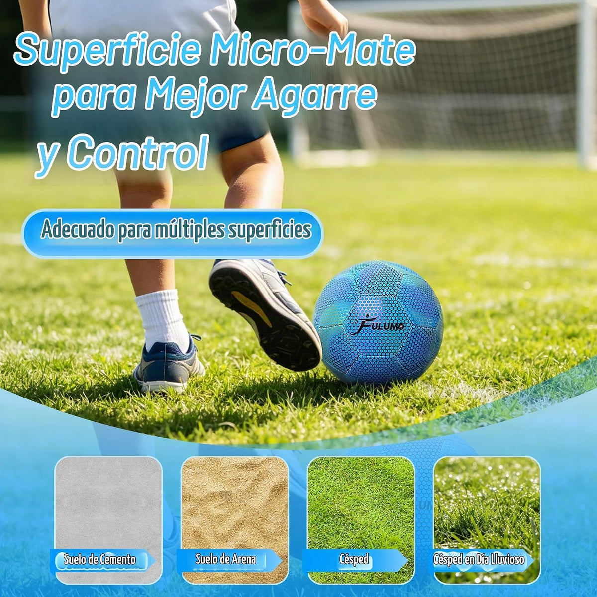 FULUMO Balón de fútbol que brilla en la oscuridad Tamaño 5\/Tamaño...