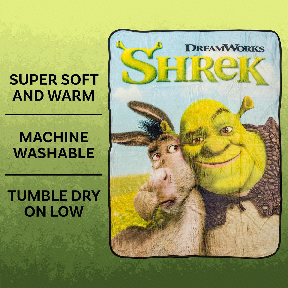 Silver Buffalo Shrek Donkey and Shrek Hugging - Manta de forro pola...