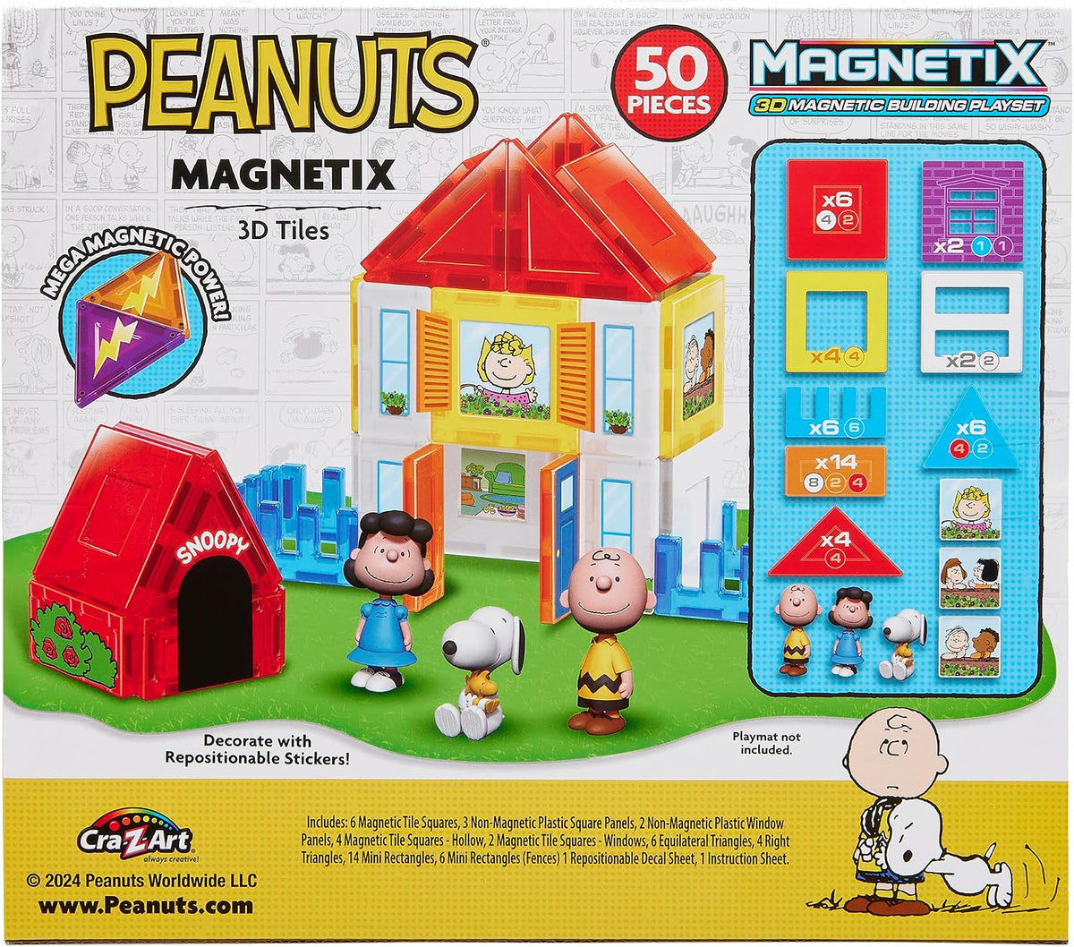 Magnetix 3D Peanuts Charlie Brown and Friends - Juego de azulejos m...