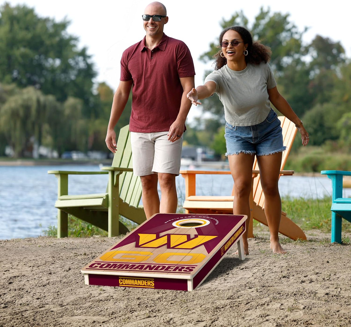 YouTheFan NFL - Juego profesional de Cornhole de madera de 2 x 4 pi...