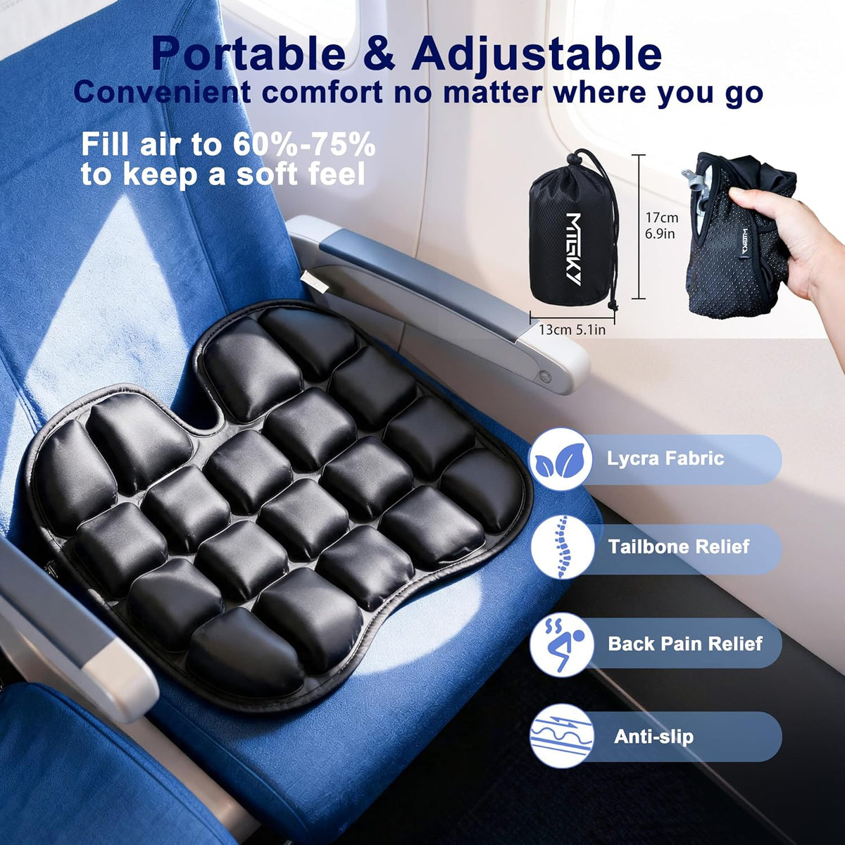 Cojín de asiento de viaje mejorado para avión, cojín de asiento de...