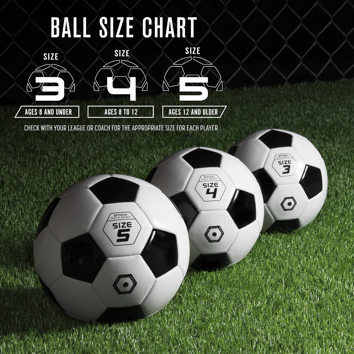 GoSports - Bolas de fútbol clásicas en negro y blanco - Individual...