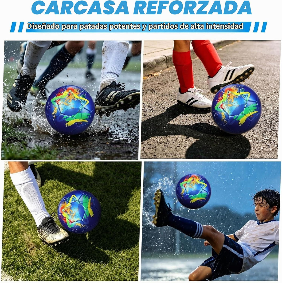 Champhox Balón de Fútbol Tamaño 4, Balones de Fútbol de Construcció...