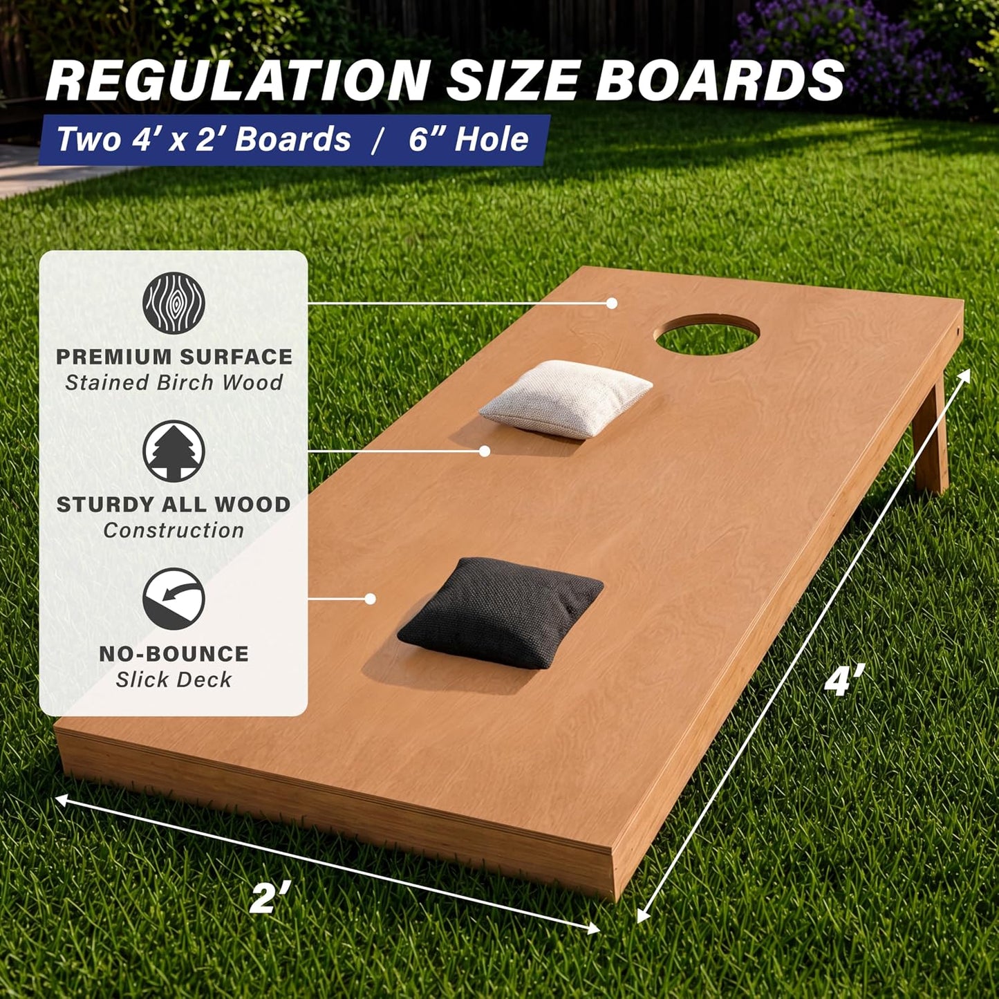 GoSports Juego de tablas de cornhole de madera de tamaño reglamenta...