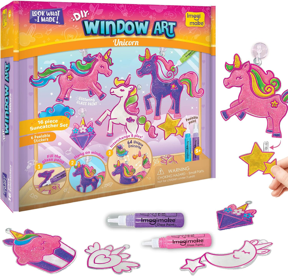 Imagimake Arte de ventana - Unicornio, kit de atrapasoles de 16 pie...