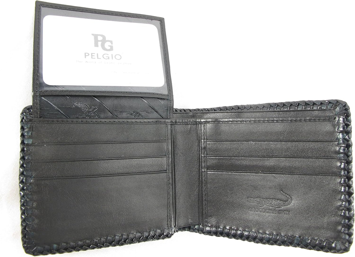 Pelgio Cartera plegable hecha a mano con piel auténtica de cocodril...