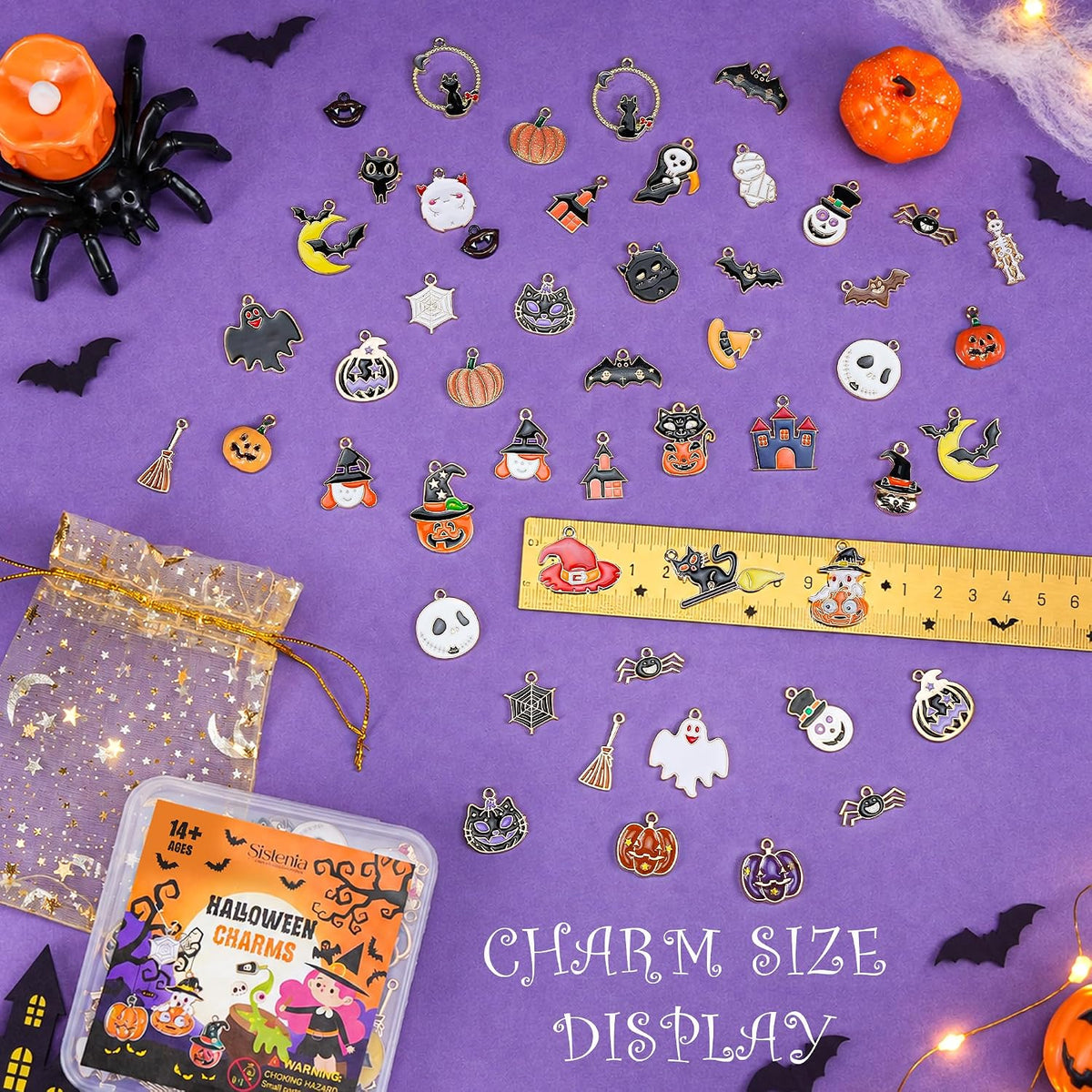 50 dijes de Halloween para hacer joyas, dijes de esmalte de metal |...