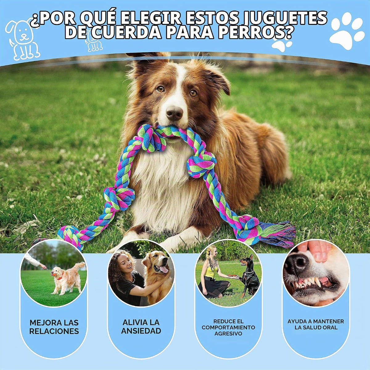 Aitmexcn Juguetes de cuerda para perros grandes, 37 pulgadas 5 nudo...