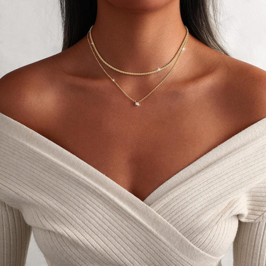 MIDEEO Collares en capas de oro para mujer, chapado en oro de 14 qu...