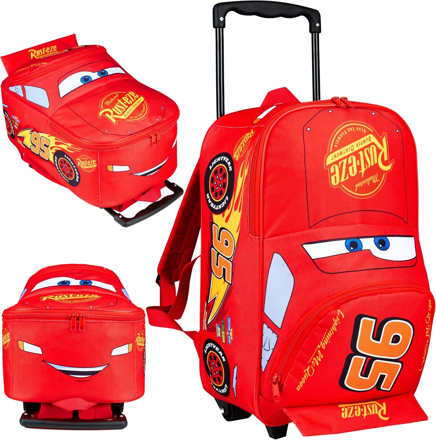 Disney Cars Lightning McQueen - Maleta de mano con ruedas y mango t...